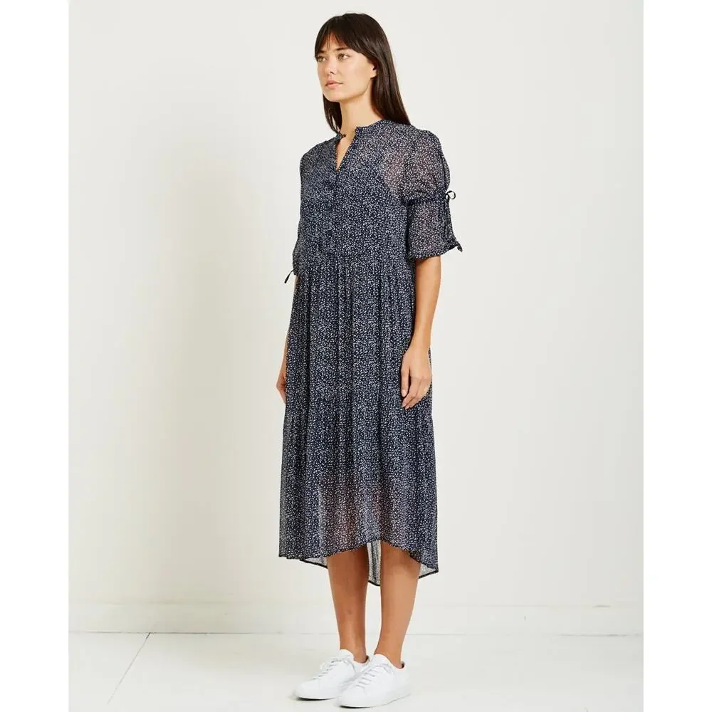 JUST Female Zoe Midi Dress Navy Floral Women's Small Peasant Scandi Boho Indie - Picture 12 of 16